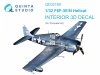 Quinta Studio QD32189 F6F-3E/N Hellcat 3D-Printed coloured Interior on decal paper (Trumpeter) 1/32